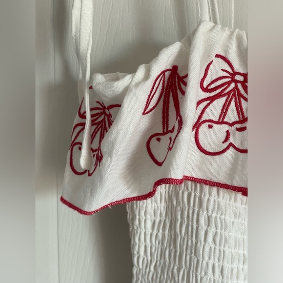 Coquette Midi Dress Medium Cherry Embroidery Romantic - Picture 5 of 17